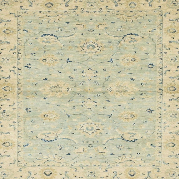 Ahgly Company Indoor Square Abstract Dark Khaki Green Oriental Area Rugs, 8' Square
