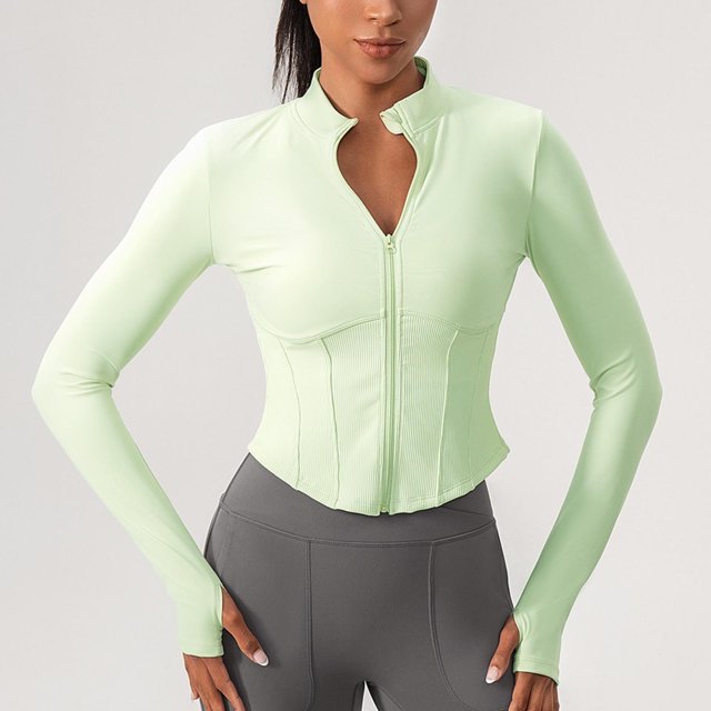 Ailaofu Women's Cropped Lightweight Stretchy Running Track Jackets Full Zip Slim Fit Athletic Tops