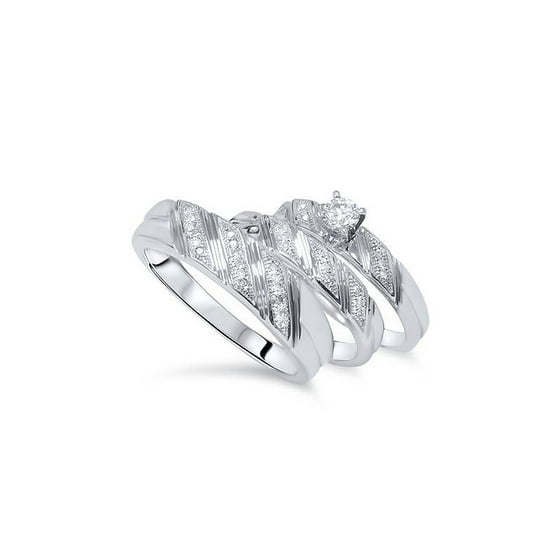 Pompeii3 1 3ct His Hers Diamond Trio Engagement Matching Mens