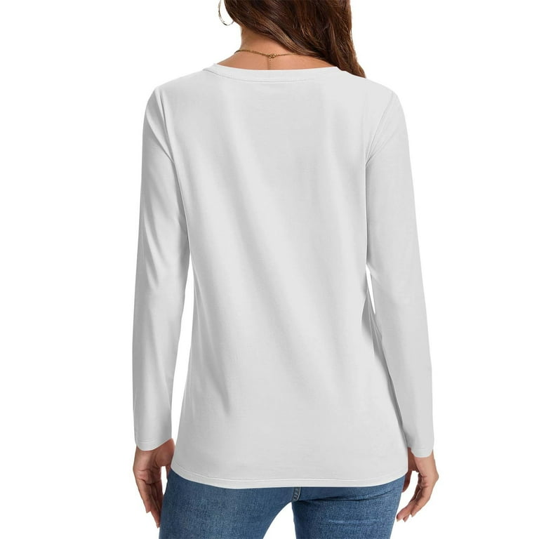 Dasayo Business Casual Womens Tops Basic Long Sleeve White