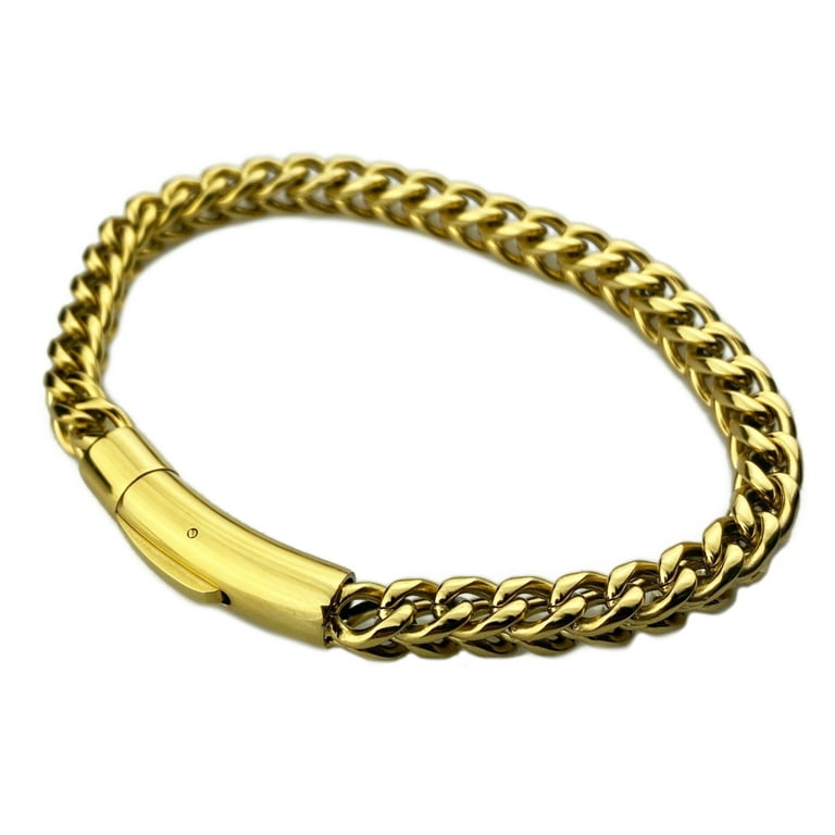 Men's 14K Gold Plated Figaro Hip Hop Bracelet 9 Inch x 12 MM Thick Wrist  Chain