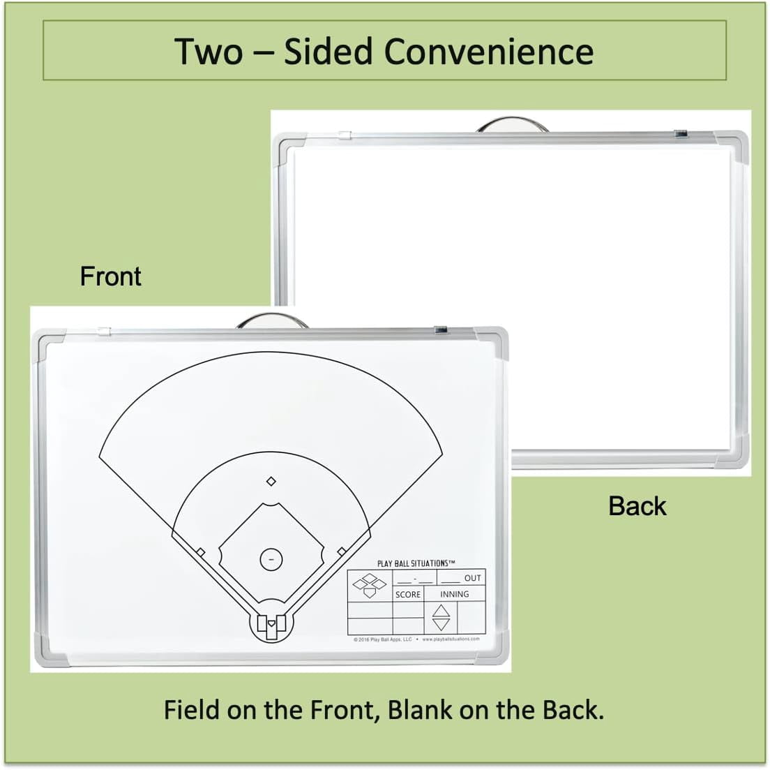 Play Ball Situations Baseball Softball Situation Board for Coaches – 2-Sided, Magnetic, Dry Erase Whiteboard Training Tool – Includes Dry Erase Markers, Eraser, Position, Ball and Runner Magnets