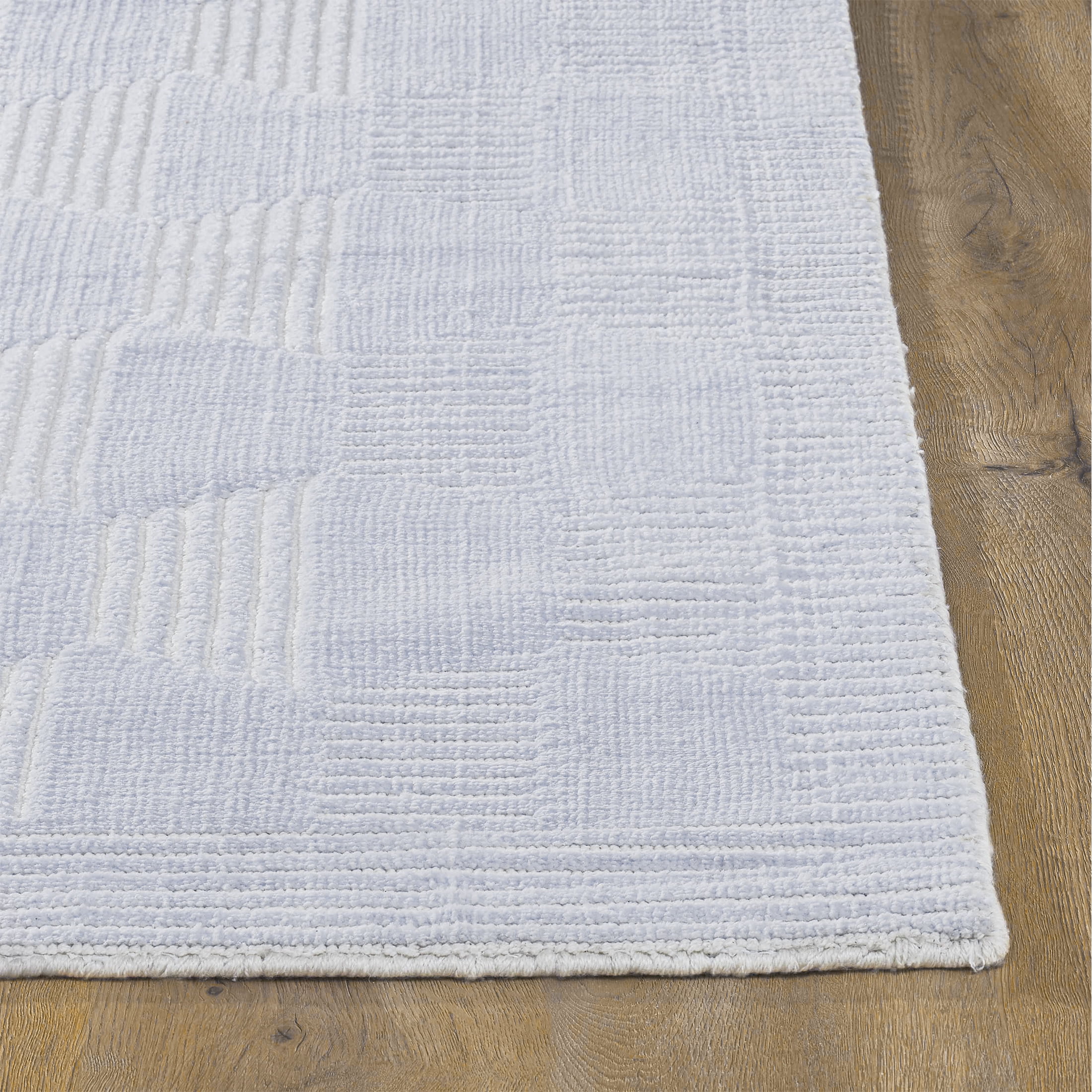 Beautiful Tufted Blue Geometric Stripe Indoor Area Rug by Drew Barrymore, 9' x 12'
