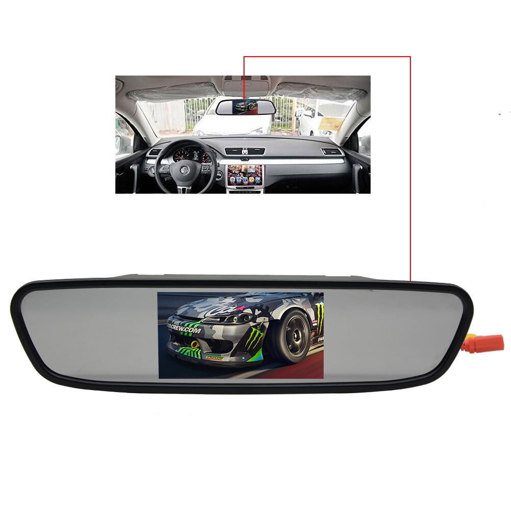 4.3" Rear View Kit Mirror Monitor & Waterproof Reverse Car Backup HD CCD Camera 
