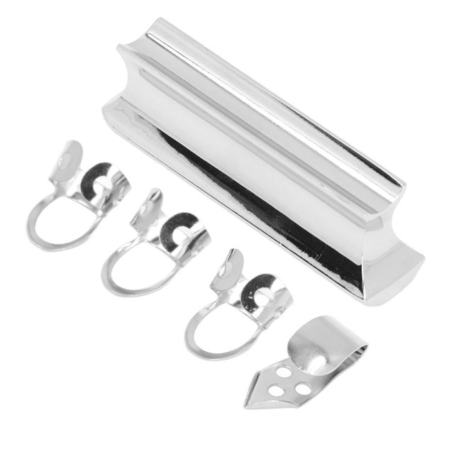 Guitar Slide Tone Bar, Corrosion Resistance Fine Processing Finger Slot Design Stainless Steel Slide Bar with Picks for Hawaiian Electric Guitars