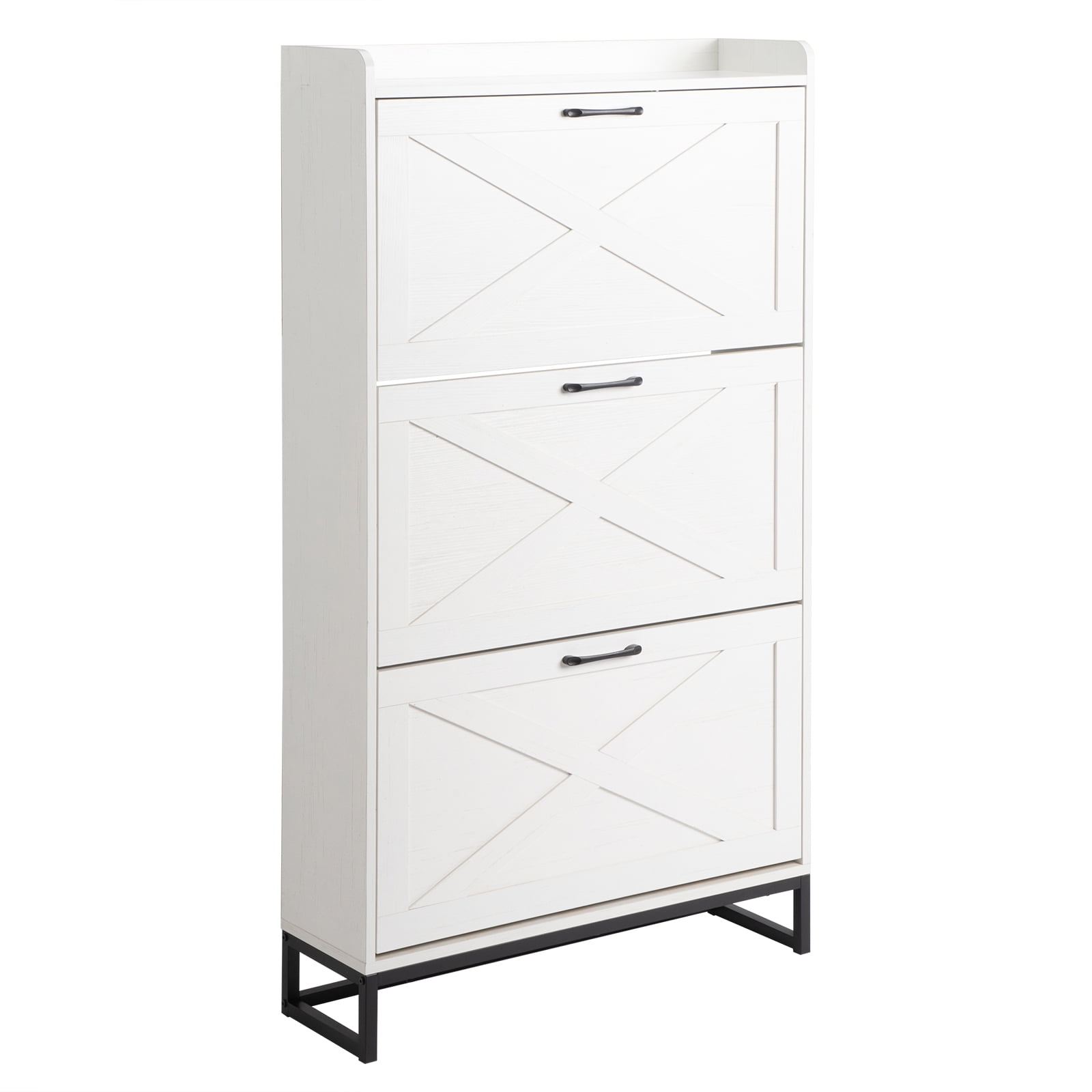 Barn Door Three-Drawer Cabinet With Top Panel, Shoe Cabinet Particleboard, 80*24*145cm