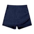 thumbnail image 2 of DHFJKG Womens Denim High Waist Skirts With Built In Shorts Asymmetrical Wrap Stretch Casual Mini Skorts Versatile Skirt, 2 of 3