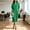 Green, variant on Zehjuhan Women's Elegant Solid Color Lapel Button-Front Midi Shirt Dress – Short Sleeve with Pockets for Office & Formal Wear Black,S