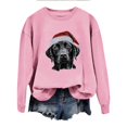thumbnail image 5 of Fiaer Women Christmas Sweatshirts Plus Size Baggy Xmas Tops Dog Printed Fashion Long Sleeve Crew Neck Comfy Holiday Pullover Pink XXL, 5 of 5