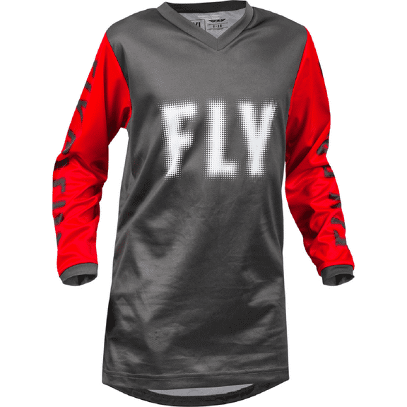 Fly Racing F-16 Youth Jersey (Large, Gray/Red)