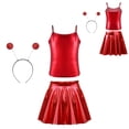 thumbnail image 7 of iiniim Alien Costume for Girls Metallic Dress Alien Holographic Cami Top with Pleated Skirts and Hair Hop Red 10, 7 of 7