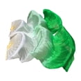 thumbnail image 3 of Abanico de seda para danza del vientre, hecho a mano, 1 par izquierdo y derecho para accesorios de disfraces de carnaval. blanco a verde, 3 of 7