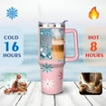 thumbnail image 4 of Pink Snowflakes 40 Oz Tumbler with Handle Lid and Straw Stainless Steel Double Walled Vacuum Insulated Cup Merry Christmas Gifts Tumbler for Women Men Friends Outdoor Indoor, 4 of 6