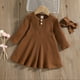 thumbnail image 2 of Odeerbi Niñas Punto Canalé A-Línea Vestido Primavera Algodón Cuello Redondo Botón Color Sólido Manga Larga Vestido, 2 of 6