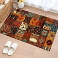 thumbnail image 2 of Boho Vintage Entryway Rug 2x3ft Washable Non Slip Bathroom Rug Low Pile Indoor Floor Front Door Mat Brown Ethnic Middle Century Geometric Rectangle Area Rugs Carpet for Kitchen Office Dining Room, 2 of 9