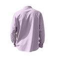 thumbnail image 4 of YLSDY Mens Linen Shirt Short Sleeve Button Down Collar T Shirt Blouses Casual Solid Color Summer Vacation Beach Shirts Purple M, 4 of 9