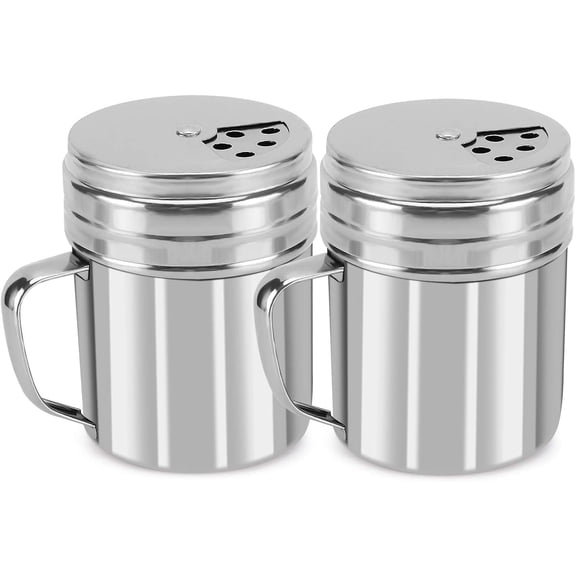 Dompilc 5oz Salt and Pepper Shakers with Adjustable Pour Holes – Stainless Steel Dredge for Seasonings, Spices 2PC