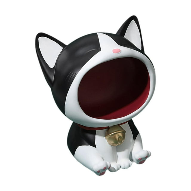 Estatua de gato, cuenco para dulces, cuenco para llaves de entrada, dibujos animados, creativo, multiusos, decorativo. Negro