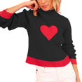 thumbnail image 3 of Baqcunre Valentine'S Day Shirts For Women Fall Vintage Sweater Loose Long Sleeve Crewneck Knitted Pullover Sweater Color Matching Tops(Black S-XL),Womens Tops Graphic Tees Shirts For Women, 3 of 7