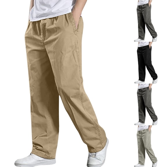 Admvng Men's Big & Tall Pants Casual Loose Fit Outdoor Sports Trousers with Side Pockets