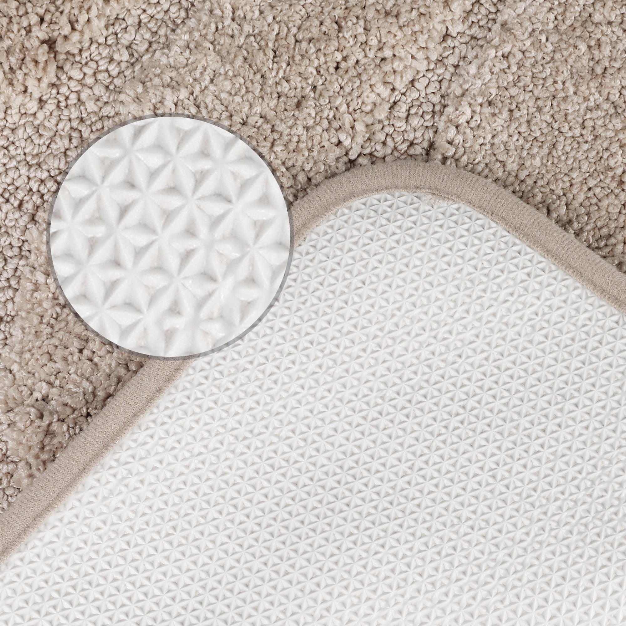 Unique Bargains 2 Pcs Geometry Absorbent Bathroom Rug Light Gray/Khaki 16" x 24"
