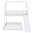 thumbnail image 4 of Euroco Wood Twin over Full Bunk Bed, House Bed with Slide for Kids, White, 4 of 13