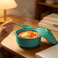 thumbnail image 4 of Unbreakable Soup Bowl Set with Lid & Spoon, Microwave Safe Cool Touch Double Handle Noodle Rice Bowl, Stackable Lightweight Tableware for Family, Camping, Non-Slip, Eco Wheat Straw Soup Bowls, 4 of 6