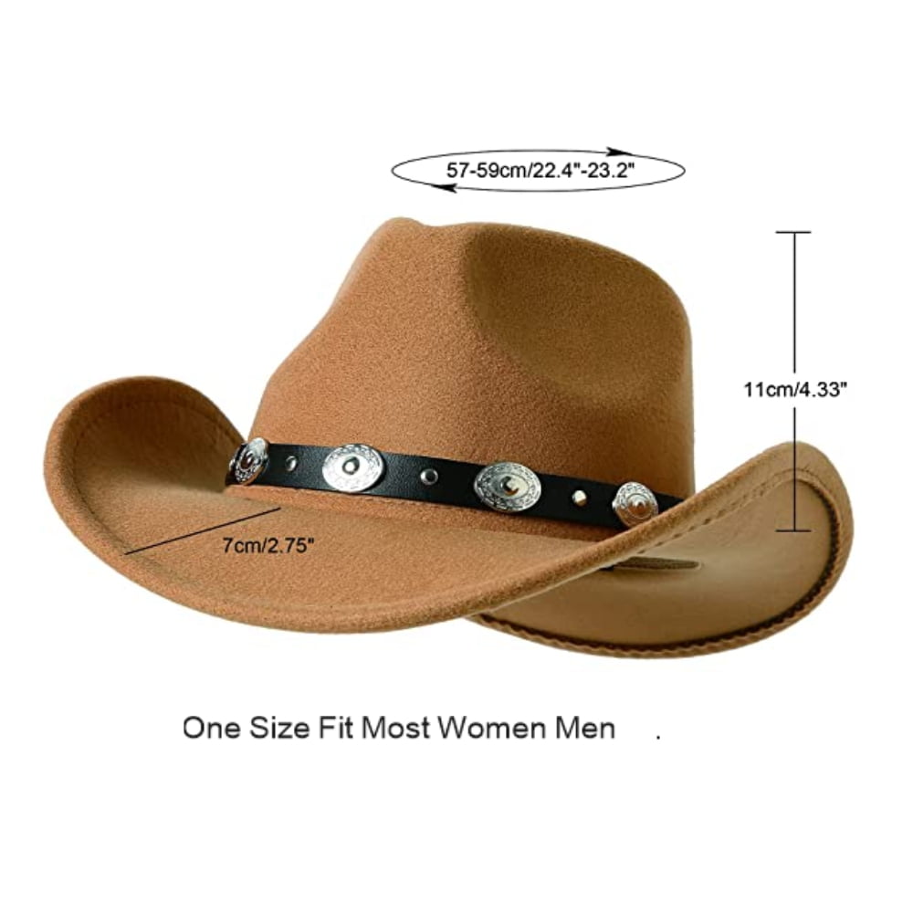 LZLER Western Cowboy Hat for Men Women Felt Wide Brim Cowgirl Hat with Strap