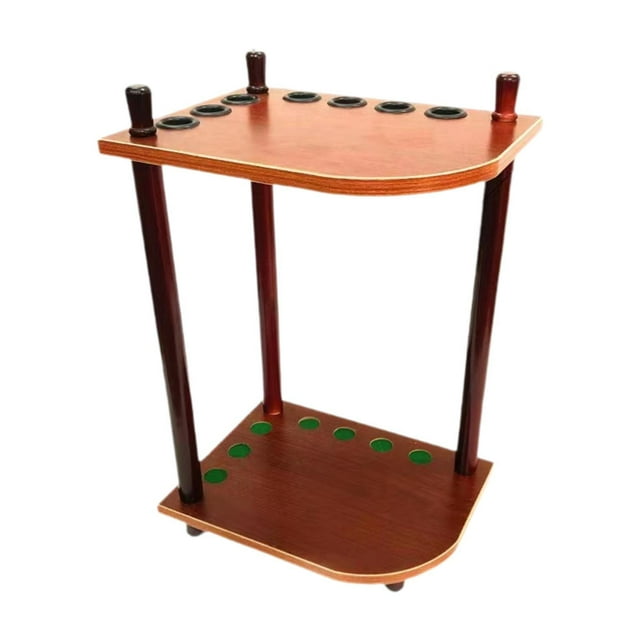 Soporte de palo de piscina, soporte de palo de billar, contiene 7 señales de soporte de piso, estante de señal de billar de madera, estante de señal