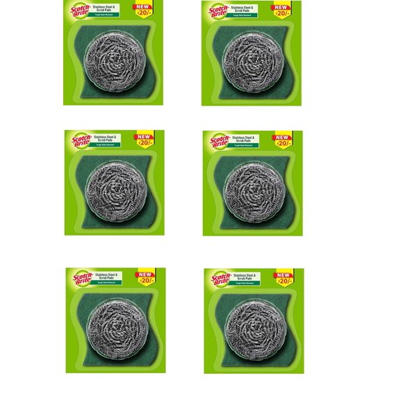 Scotch Brite Stainless Steel Scrub + Scrub Pad Combo - Pack of 6