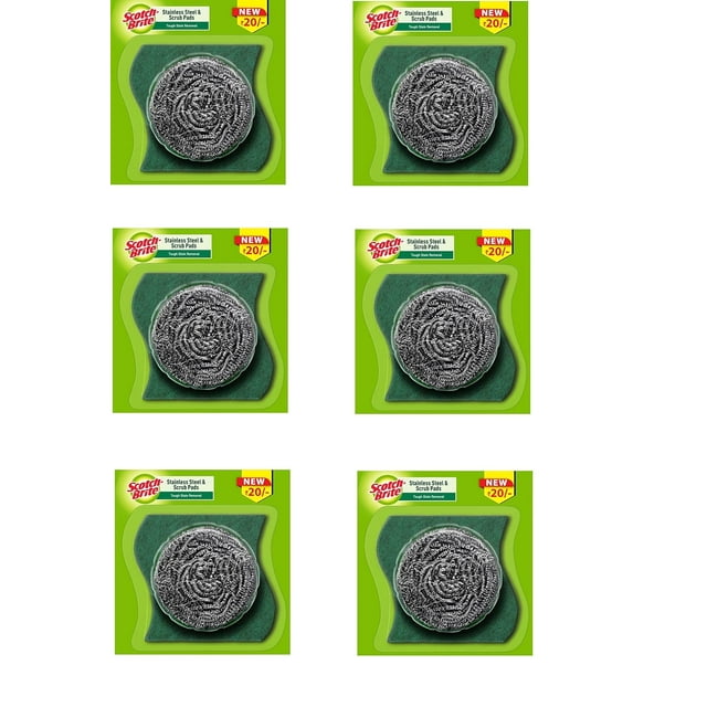 Scotch Brite Stainless Steel Scrub + Scrub Pad Combo - Pack of 6