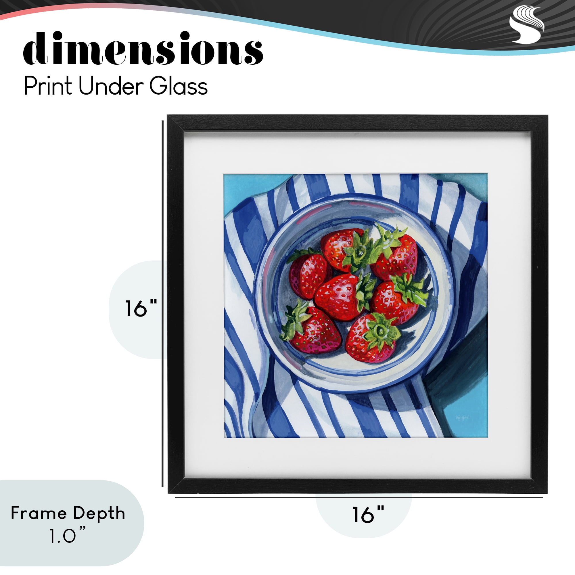Stupell Industries Fresh Picked Kitchen Strawberries Black Framed Print Under Glass, design by Kate Jarvik Birch