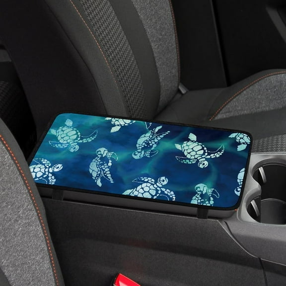 1pc Center Console Armrest Cover Pad 12.6x7.5 inch Sea Turtle Neoprene Car Armrest Cushion Waterproof Armrests Seat Box Cover Protector for Universal Cars Vehicles SUVs