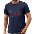 thumbnail image 5 of Tops for Men under $5 Independence Day Short Sleeved Printed T-shirt Dark Blue S, 5 of 5