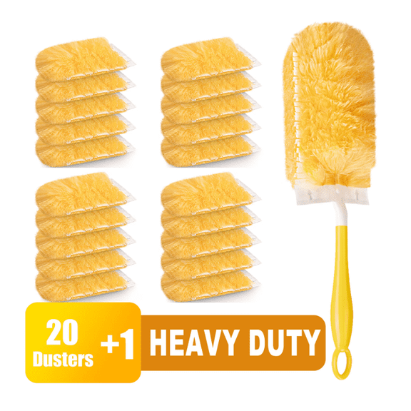 20Pcs 360 Degree Duster Refills   Telescopic Handle Kit, 5X Powerful Dust Removal Disposable Feather Duster for Multipurpose Use