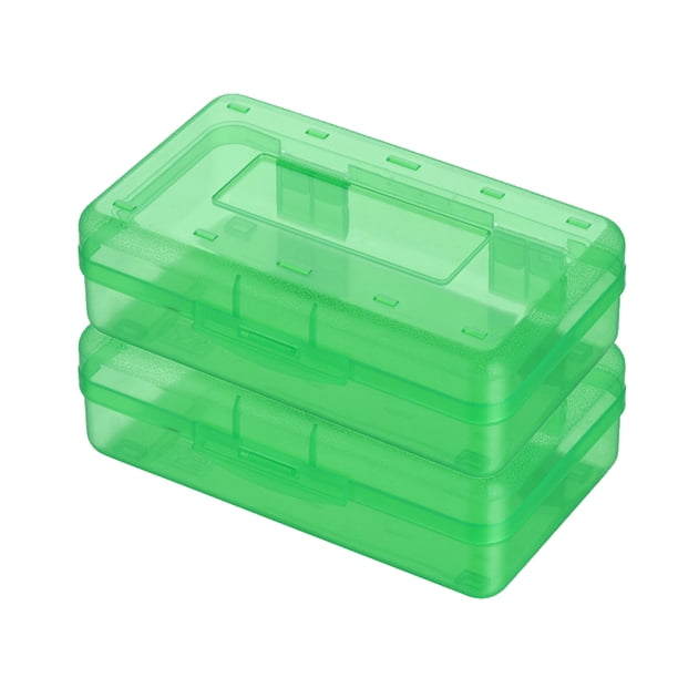 2 cajas de lápices de plástico transparente de gran capacidad con tapa a presión, organizador apilable para útiles escolares, materiales de arte y papelería de oficina. Aestivo | Verde |