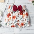 thumbnail image 2 of Dooleck Infant Toddler Baby Girl Clothes Ribbed Tops Floral Bowtie Shorts Outfit, 2 of 8