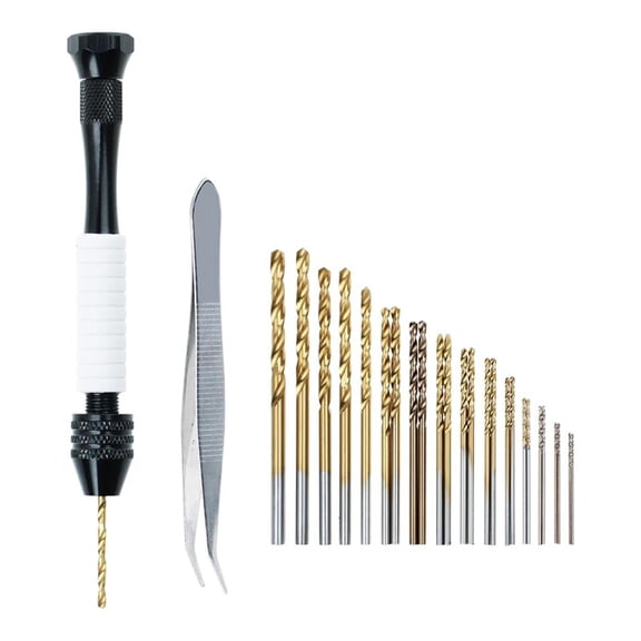 Pin Vise Hand Drill Manual Drills W/25pcs Drill Bits (0.5mm-3mm) -Rotary Hobby Drill for Jewelry Making, Wood C,1 set * hand drill for jewelry making,Black
