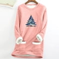 thumbnail image 3 of asdoklhq Christmas Fall Tops for Women 2025 Women's Thick Fleece Sweatshirt Long Sleeve Print Velvet Warm Round Neck Underwear Pink 3X, 3 of 3