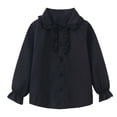 thumbnail image 3 of Tisuna Kids Girls Long Sleeve Shirts Lightweight Crewneck Solid Color Blouse Girls Daily Wear Fall Outfits Size 2-3 Years Black, 3 of 6