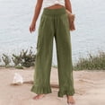 thumbnail image 5 of FYDUU Womens Casual Pants High Waisted Wide Leg Pants Summer Comfortable Everyday Long Trousers Lightweight Breathable Wear Soft Pants, 5 of 7