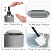CERBIOR Bathroom Accessories Set Bath Ensemble Includes Soap Dispenser, Toothbrush Holder, Tumbler, Soap Dish for Decorative Countertop and Housewarming Gift (Grey)
