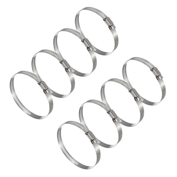 Uxcell 8 Pcs Abrazaderas de Manguera, 3.3-4.25 Pulgadas Abrazadera de Manguera Ajustable de Acero Inoxidable 304 para Fontanería Automotriz, Clamps de Tubería de Línea de Combustible, Plata