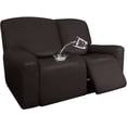 thumbnail image 1 of ZXNYH PU Leather Recliner slipcovers, Waterproof Stretch Sofa Covers, 4 Pieces Stretch Furniture Protector, Anti-Slip Elastic Strap Shield Pets Kids Children Cats Dogs (Recliner, Chocolate), 1 of 6