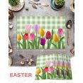 thumbnail image 6 of Easter Placemats Set of 4, Tulip Green Buffalo Plaid Placemat for Dining Table Decorations, Spring Flower Floral Place Mats, Spring Table Mats for Kitchen Dinner Seasonal Holiday Party Decor, 6 of 6