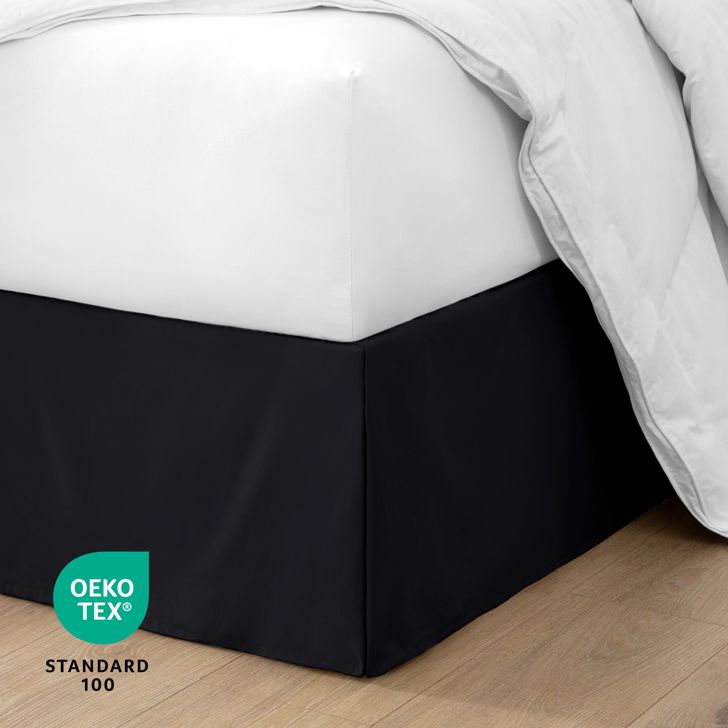 Bare Home Double Brushed Bed Skirt - Premium 1800 Collection - 15-inch Drop - Queen, Black