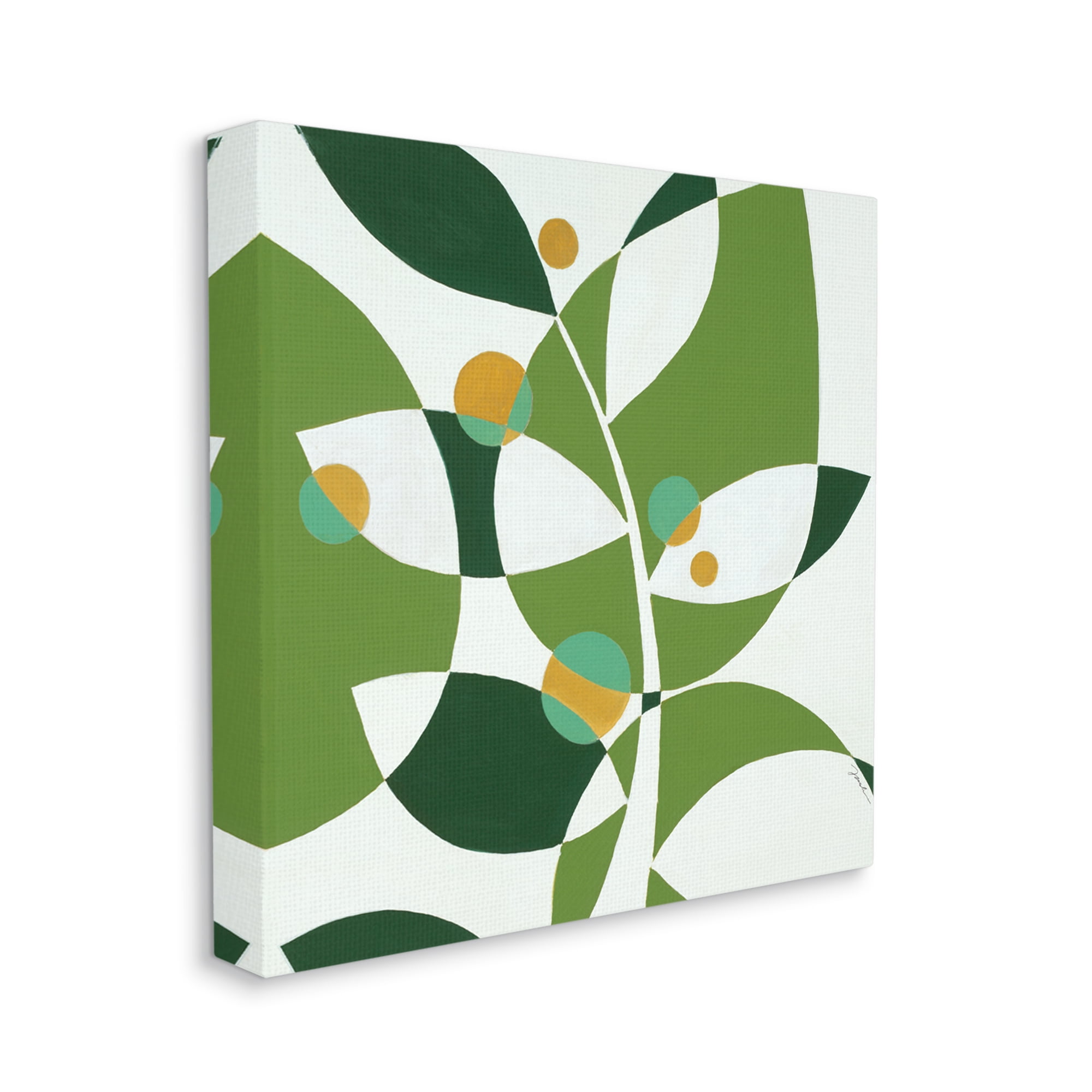 Stupell Industries Modern Green Leaf Abstraction Botanical & Floral Painting Gallery Wrapped Canvas Print Wall Art, 24 x 24