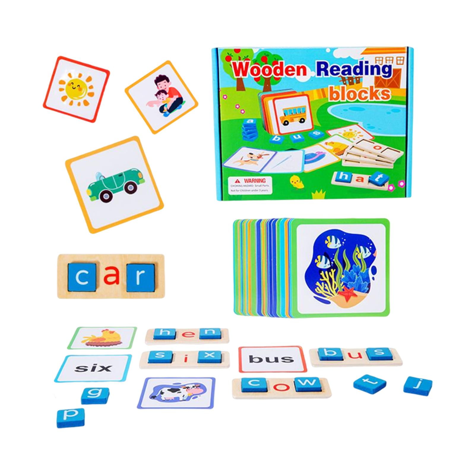 Wooden Matching Letters Toy with Flash Cards Words Matching Letters Toy