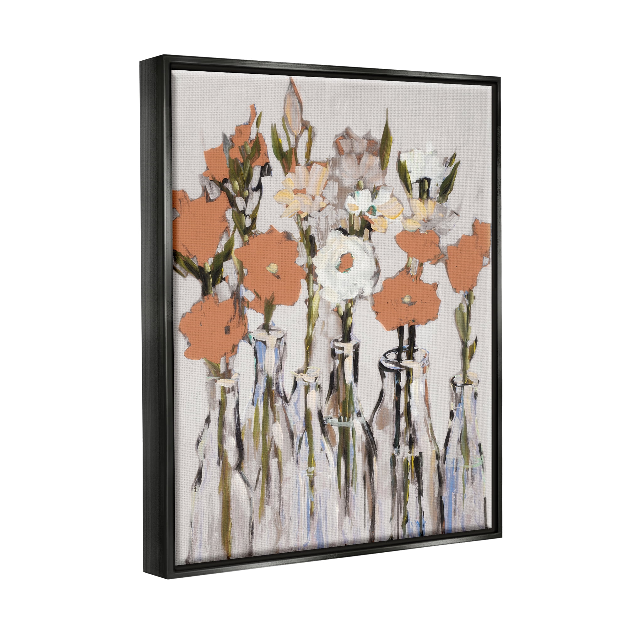 Stupell Industries Modern Flower Vases Painting Botanical & Floral Painting Black Floater Framed Art Print Wall Art, 25 x 31