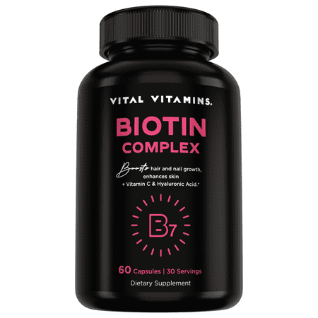 Vital Vitamins Biotin Complex - with Hyaluronic Acid MSM Collagen - Hair Skin & Nails - 60 Ct